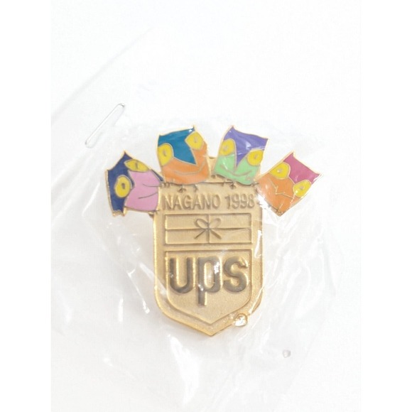 VTG UPS United Parcel Service Logo Nagano 1998 Olympics Mascot Owls Enamel Pin - Picture 5 of 5